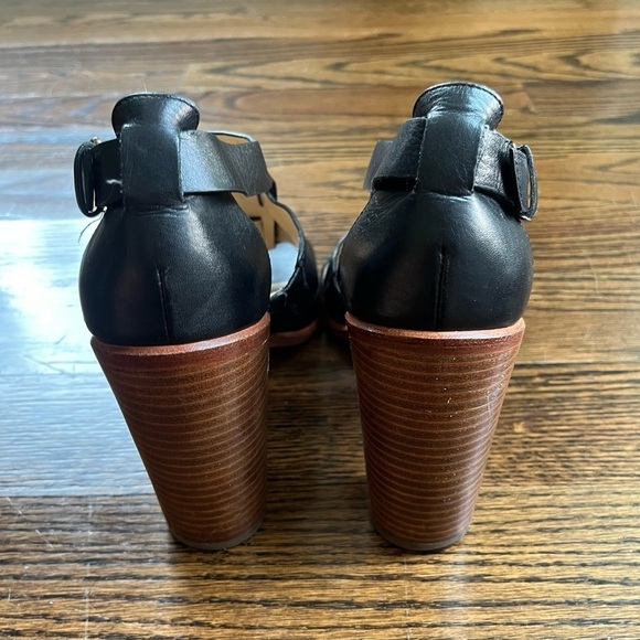 Cole Haan black leather sandals heels buckle women’s  size 9 - Picture 4 of 10